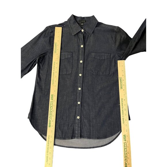 Ann Taylor Denim-Look Blouse Women's 0 Convertible Arms Used - Picture 10 of 11